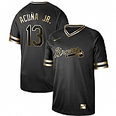 Braves 13 Ronald Acuna Jr Black Gold Nike Cooperstown Collection Legend V Neck Jersey Dzhi,baseball caps,new era cap wholesale,wholesale hats